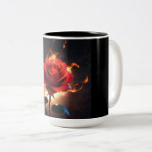 燃えるバラ – 情熱とストリキの破壊 ツートーンマグカップ (正面右)