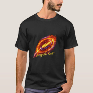 燃えるフットボール 「ヒートをぶつけろ」Tシャツ - 炎のスパ Tシャツ