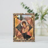 燃えるブッシュのビザンチンアイコンのヴァージン ポストカード (スタンド正面)