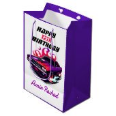 燃えるマッスルカーパープル&レッド/オレンジキャンディ絵を描ー ミディアムペーパーバッグ (正面アングル)