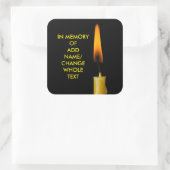 燃えるロウソクとあなたのテキスト スクエアシール (バッグ)