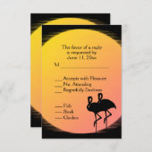 燃える夕日と結婚式 出欠カード (正面/裏面)