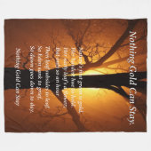 燃える夕日の上に金ゴールドが残らない フリースブランケット (正面(横))