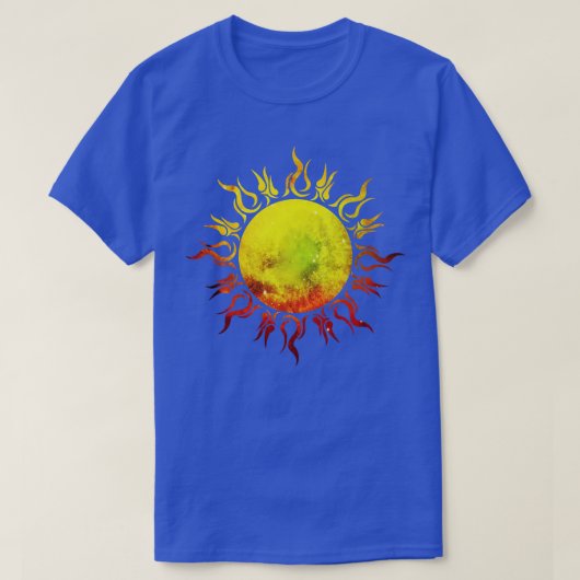 燃える太陽の部族のタトゥー宇宙 Tシャツ (デザイン正面)