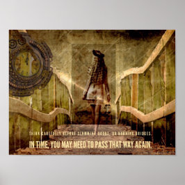 燃える橋をテーマにしたポスターに注意やる気を起こさせるする ポスター