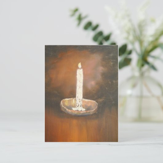 燃える白い燭台はがき ポストカード (スタンド正面)