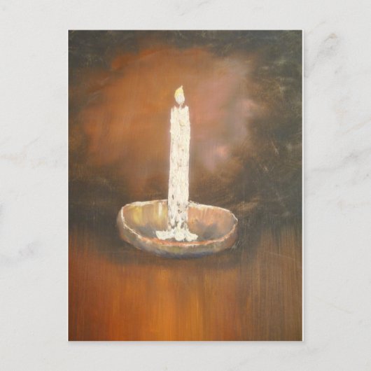 燃える白い燭台はがき ポストカード (正面)