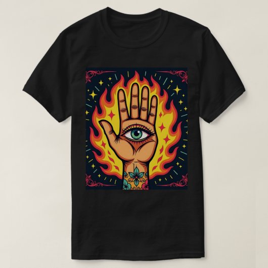 燃える第三の眼の手 Tシャツ (デザイン正面)