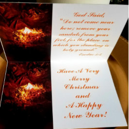 "燃える篝" 本物のホイルを使ったホリデーカード 箔シーズンカード