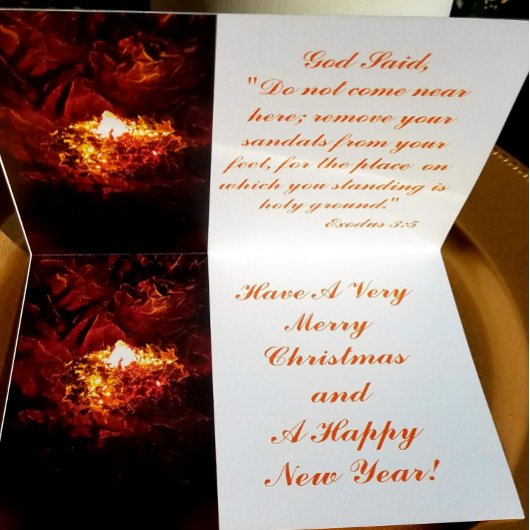 "燃える篝" 本物のホイルを使ったホリデーカード 箔シーズンカード