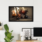 燃える花 ポスター (ホームオフィス)