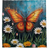 燃える蝶の明るい炎の（昆虫）オオカバマダラ、モナークウイングアート シャワーカーテン (正面)