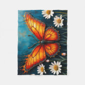 燃える蝶の明るい炎の（昆虫）オオカバマダラ、モナークウイングアート フリースブランケット (正面)