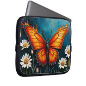 燃える蝶の明るい炎の（昆虫）オオカバマダラ、モナークウイングアート ラップトップスリーブ (正面右)
