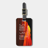 燃える赤い夕日、旅行、ミスター・アンド・ミセス・バッグ ラゲッジタグ (正面縦)