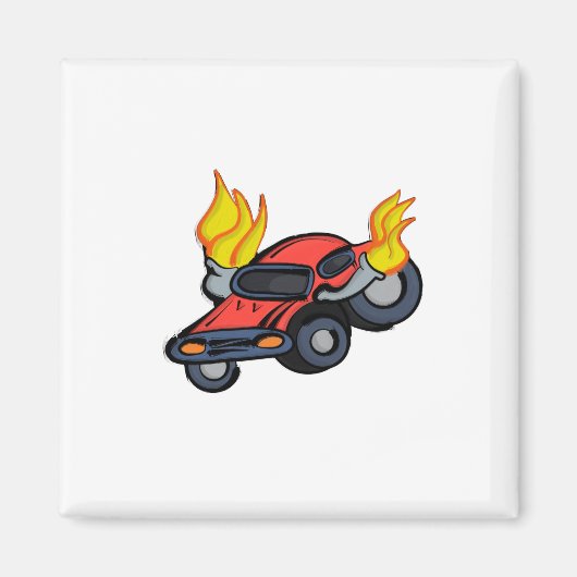 燃える車 マグネット (正面)