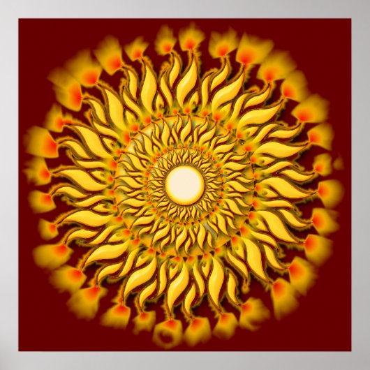 燃える部族の太陽のポスタープリント ポスター (正面)