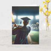 燃える野球こうもりを振る少年 カード (黄色い花)