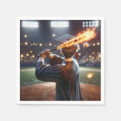燃える野球こうもりを振る少年 スタンダードカクテルナプキン (正面)