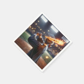 燃える野球こうもりを振る少年 スタンダードカクテルナプキン (角)