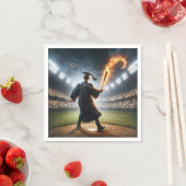 燃える野球こうもりを振る少年 スタンダードカクテルナプキン (インサイチュ)