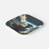 燃える野球こうもりを振る少年 ペーパープレート (傾斜あり)