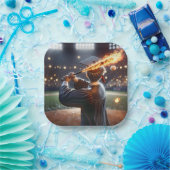 燃える野球こうもりを振る少年 ペーパープレート (パーティー)