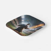 燃える野球こうもりを振る少年 ペーパープレート (傾斜あり)