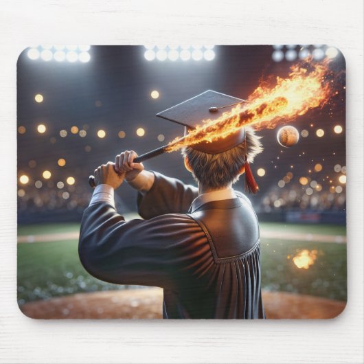燃える野球こうもりを振る少年 マウスパッド (正面)