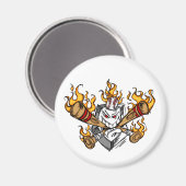 燃える野球こうもり漫画顔マグネット マグネット (正面/裏面)