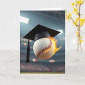 燃える野球の卒業キャップ カード (黄色い花)