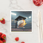 燃える野球の卒業キャップ スタンダードカクテルナプキン (インサイチュ)