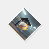 燃える野球の卒業キャップ スタンダードカクテルナプキン (角)