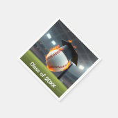 燃える野球の黒い卒業キャップ スタンダードカクテルナプキン (角)