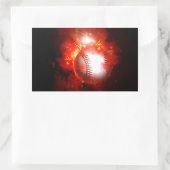 燃える野球 長方形シール (バッグ)