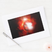 燃える野球 長方形シール (封筒)