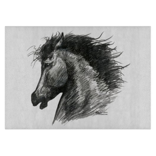 燃える野生の馬 カッティングボード (正面)