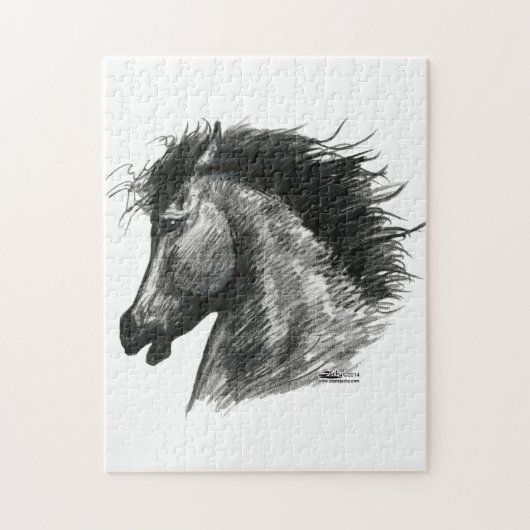 燃える野生の馬 ジグソーパズル (縦)