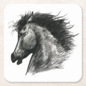 燃える野生の馬 スクエアペーパーコースター (正面)