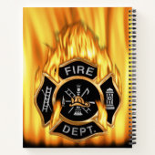 燃える金ゴールド消防士バッジ ノートブック (裏面)