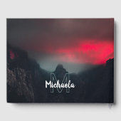 燃える雲、霧、山のモノグラム ゲストブック (裏面)