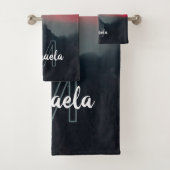 燃える雲、霧、山のモノグラム バスタオルセット (インサイチュ)