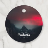 燃える雲、霧、山のモノグラム フェイバータグ (裏面)