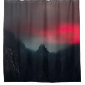 燃える雲、霧、山 シャワーカーテン (正面)
