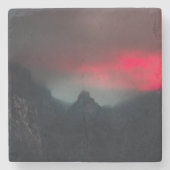 燃える雲、霧、山 ストーンコースター (正面)