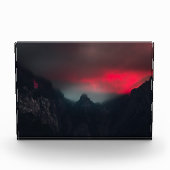 燃える雲、霧、山 フォトブロック (正面)