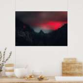 燃える雲、霧、山 ポスター (キッチン)