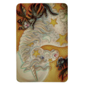 燃える黒猫とハロウィンユニコーン空白の マグネット (縦)