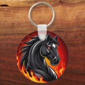 ✨ 燃える黒馬のキーチェーン 光る目 ギフト 🐎 キーホルダー (裏面)