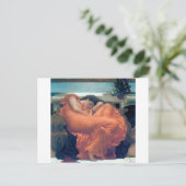 燃える6月の女性オレンジドレ絵画ス ポストカード (スタンド正面)